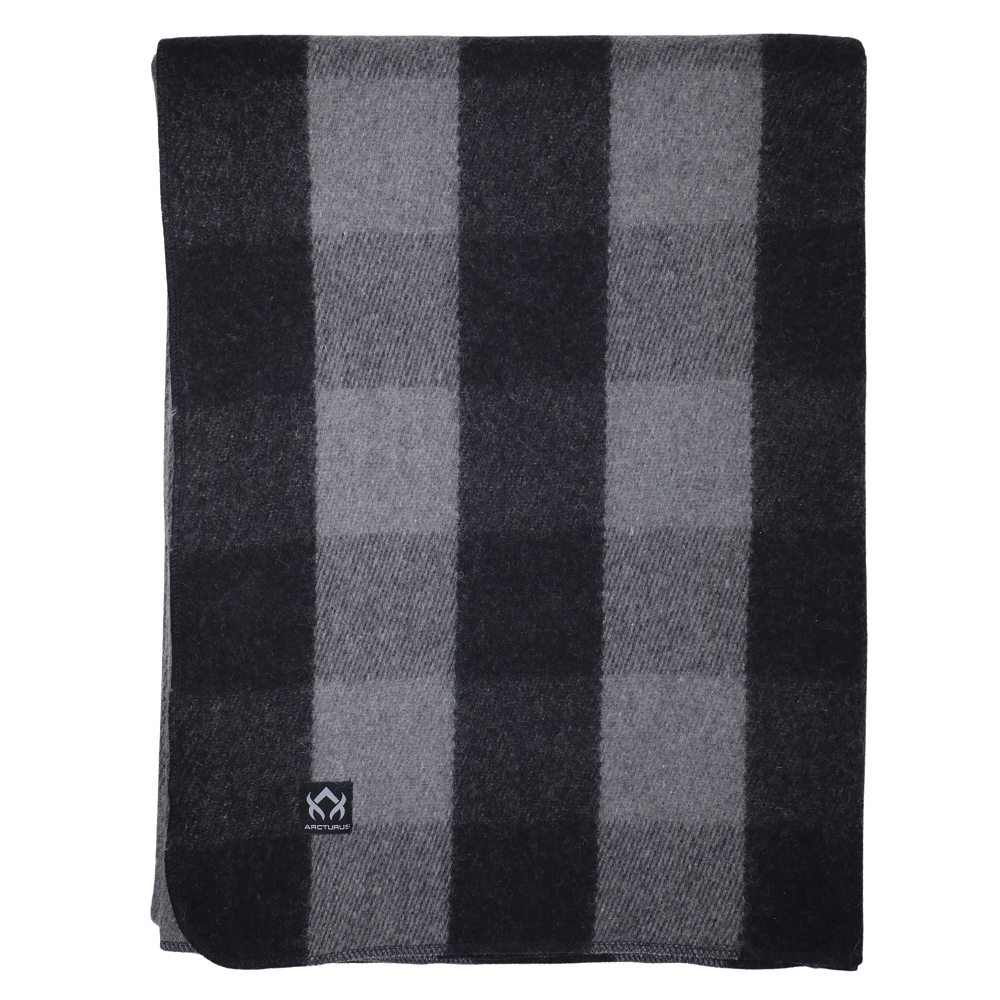 Arcturus Backwoods Wool Blanket Gray Buffalo Plaid 4.5 lbs