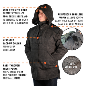 Arcturus 100% Virgin Wool Anorak - Charcoal