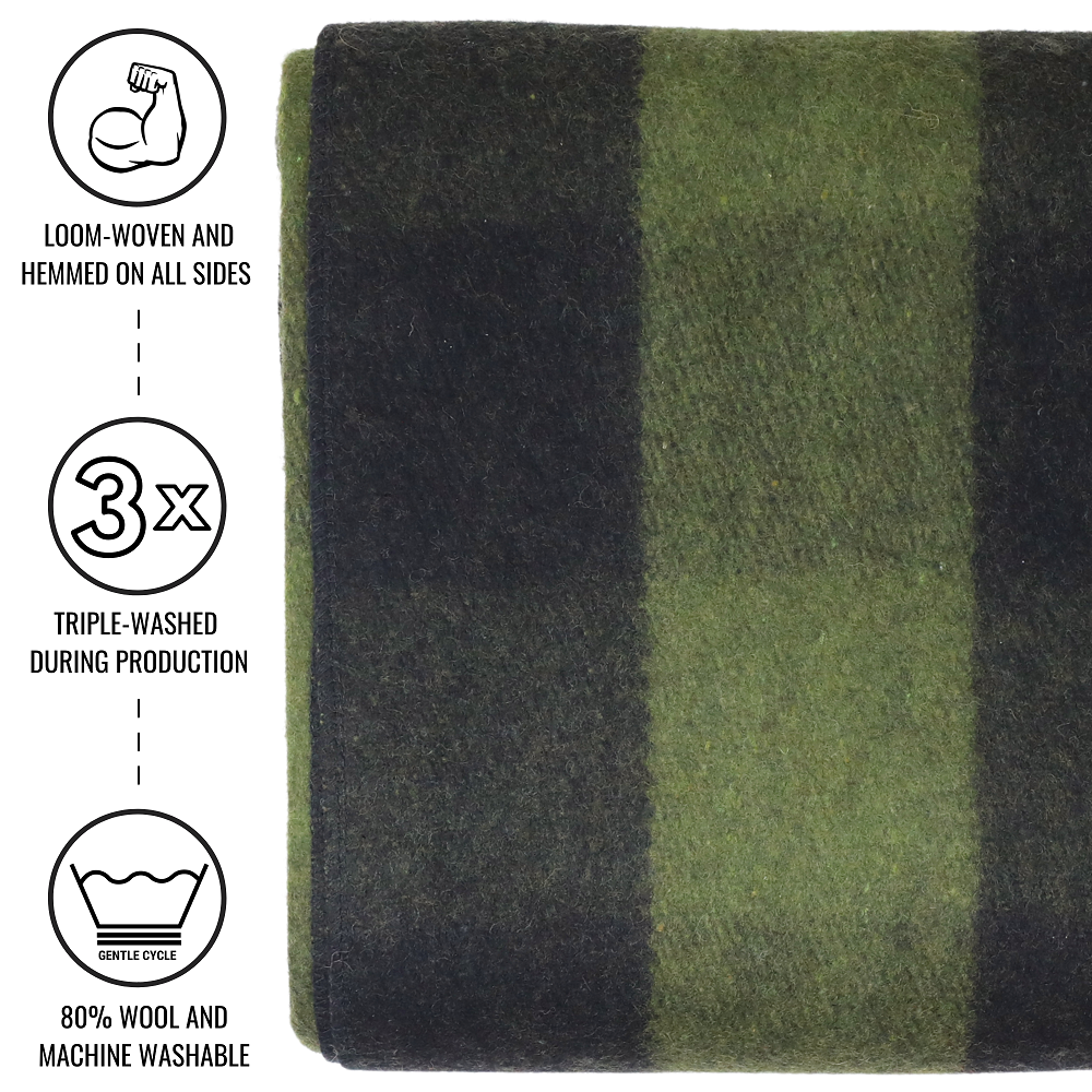Arcturus Backwoods Wool Blanket - Green Buffalo Plaid