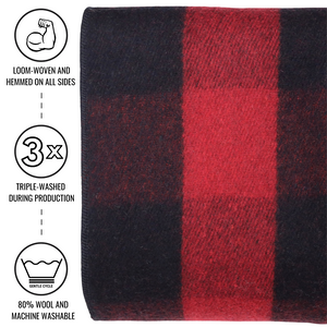 Arcturus Backwoods Wool Blanket - Red Buffalo Plaid | 4.5 lbs